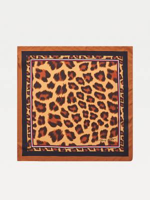 Tommy Hilfiger Signature Leopard Print Silk Bandana Ženske Šal Bež | TH896UHT