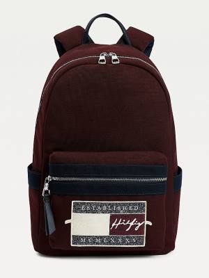 Tommy Hilfiger Signature Logo Backpack Moški Torbice Rdeča | TH498ANE