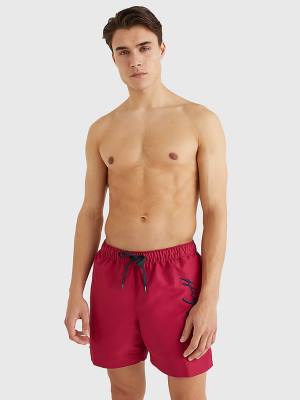 Tommy Hilfiger Signature Logo Mid Length Shorts Moški Kopalke Roza | TH126LIX