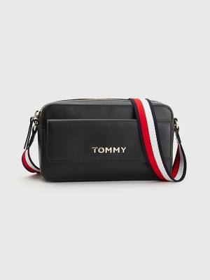 Tommy Hilfiger Signature Strap Crossover Ženske Torbice Črna | TH467SPE