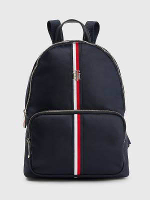 Tommy Hilfiger Signature Tape Backpack Ženske Torbice Modra | TH840XEL