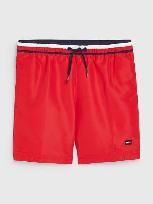 Tommy Hilfiger Signature Tape Mid Length Shorts Fantje Kopalke Rdeča | TH146AMX