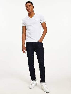 Tommy Hilfiger Slim Fit Cotton Moški Majice Bela | TH501PKA