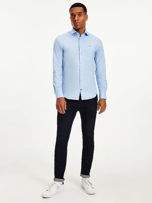 Tommy Hilfiger Slim Fit Poplin Moški Srajce Modra | TH451XAM