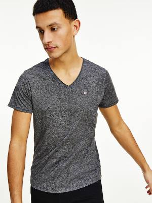 Tommy Hilfiger Slim Fit V-Neck Moški Majice Črna | TH325KWJ