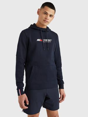 Tommy Hilfiger Sport Essential Organic Cotton Moški Pulover s kapuco Modra | TH178YQN