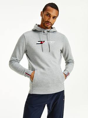 Tommy Hilfiger Sport Essential Organic Cotton Moški Pulover s kapuco Siva | TH578WFG