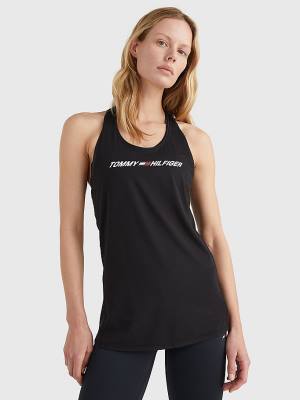 Tommy Hilfiger Sport Graphic Racerback Tank Top Ženske Majice Črna | TH714KYW