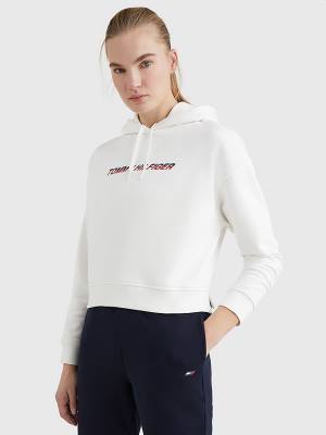 Tommy Hilfiger Sport Logo Relaxed Fit Ženske Pulover s kapuco Bela | TH847MZU