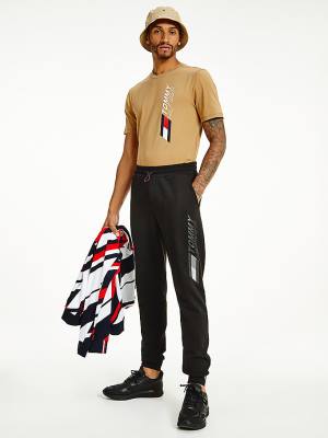 Tommy Hilfiger Sport Organic Cotton Logo Joggers Moški Hlače Črna | TH149LNQ