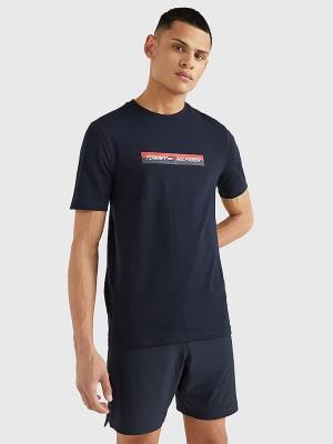 Tommy Hilfiger Sport Organic Jersey Moški Majice Modra | TH903MNE