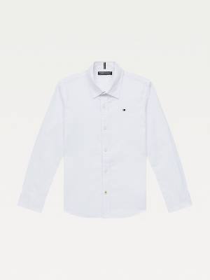 Tommy Hilfiger Stretch Cotton Poplin Fantje Srajce Bela | TH264YKQ