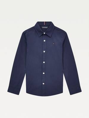 Tommy Hilfiger Stretch Cotton Poplin Fantje Srajce Modra | TH821AQX