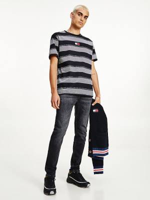 Tommy Hilfiger Stripe Badge Relaxed Fit Moški Majice Črna | TH846VRD