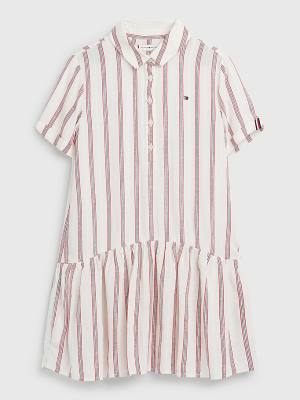 Tommy Hilfiger Stripe Dropped Waist Shirt Dekleta Obleke Bela | TH741BYV