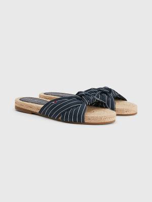 Tommy Hilfiger Stripe Espadrille Flat Ženske Sandali Modra | TH628YVJ