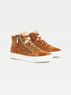 Tommy Hilfiger Suede Warm Lined Vulcanised Mid-Top Ženske Superge Rjav | TH523CHU