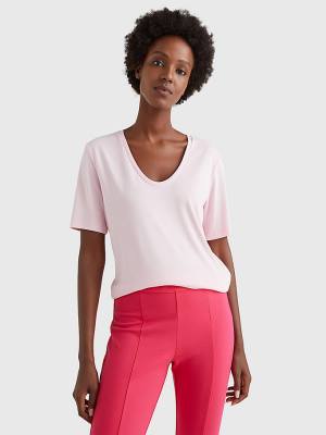 Tommy Hilfiger Sueded Scoop Neck Relaxed Ženske Majice Roza | TH209RWX