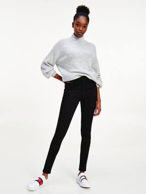 Tommy Hilfiger Sylvia High Rise Super Skinny Black Ženske Kavbojke Denim | TH963OGW