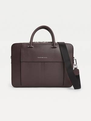 Tommy Hilfiger TH Business Slim Leather Computer Moški Torbice Rjav | TH195DXP