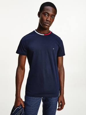 Tommy Hilfiger TH Cool Flag Collar Moški Majice Modra | TH168NYG