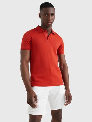 Tommy Hilfiger TH Flex Bubble Weave Slim Moški Polo Majica Rdeča | TH405FUI