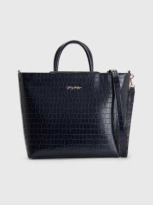 Tommy Hilfiger TH Modern Croco Effect Tote Ženske Torbice Modra | TH281HZS