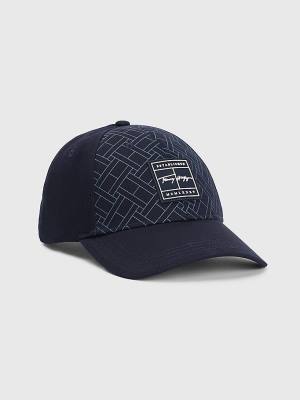 Tommy Hilfiger TH Modern Signature Patch Cap Moški Kapa Modra | TH674ZXG