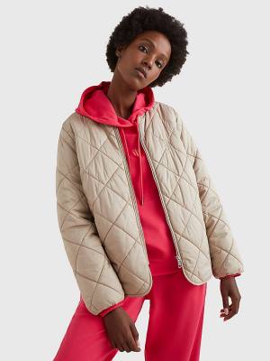 Tommy Hilfiger TH Protect Quilted Bomber Ženske Jakne Bež | TH951OJN