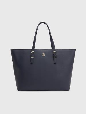 Tommy Hilfiger Textured Medium Tote Ženske Torbice Modra | TH692SAU