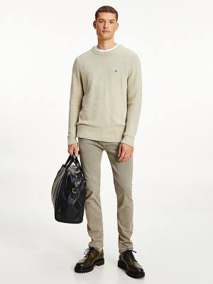 Tommy Hilfiger Textured Relaxed Fit Jumper Moški Puloverji Kaki | TH471EPN