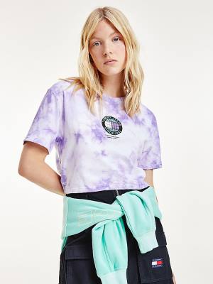 Tommy Hilfiger Tie-Dye Recycled Cotton Cropped Ženske Majice Vijolična | TH250VRY