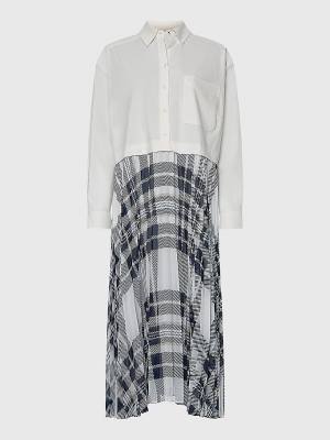 Tommy Hilfiger Tommy Icons Oversized Pleated Shirt Ženske Obleke Bela | TH961BQJ