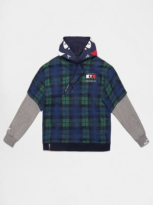 Tommy Hilfiger Tommy X AAPE Plaid Moški Pulover s kapuco Modra | TH347FES