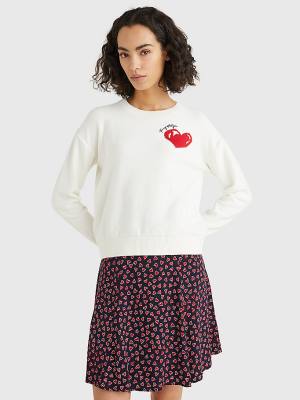 Tommy Hilfiger Valentines Heart Organic Cotton Jumper Ženske Puloverji Bela | TH273WAG