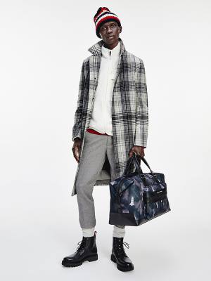 Tommy Hilfiger Wool Blend Plaid Check Car Moški Plašč Siva | TH570VYQ