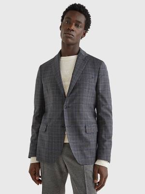 Tommy Hilfiger Wool Check Constructed Moški Suknjič Siva | TH693GYD