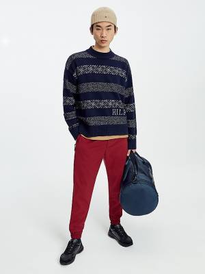 Tommy Hilfiger Wool Oversized Fair Isle Jumper Moški Puloverji Modra | TH201OXD