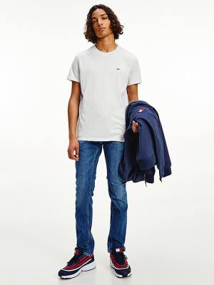 Tommy Hilfiger Woven Heathered Slim Fit Moški Majice Bela | TH382JMN